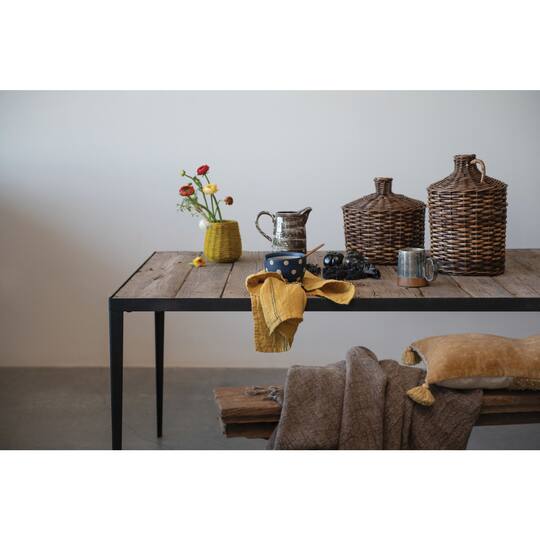 Hello Honey® 5.5" Mustard Hand-Woven Jute & Glass Votive Candle Holder
